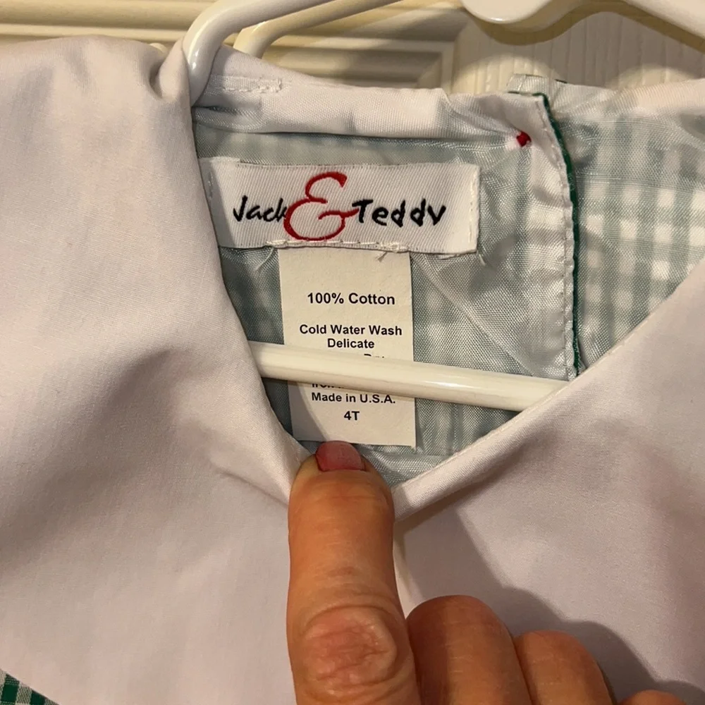 NWT Jack & Teddy girls 4T green checked bloomer set. Perfect for monogramming! - Picture 3 of 4